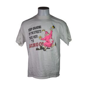 Grandma Bingo Jesus Short Sleeve T Shirt White Funny Cartoon Unisex Large